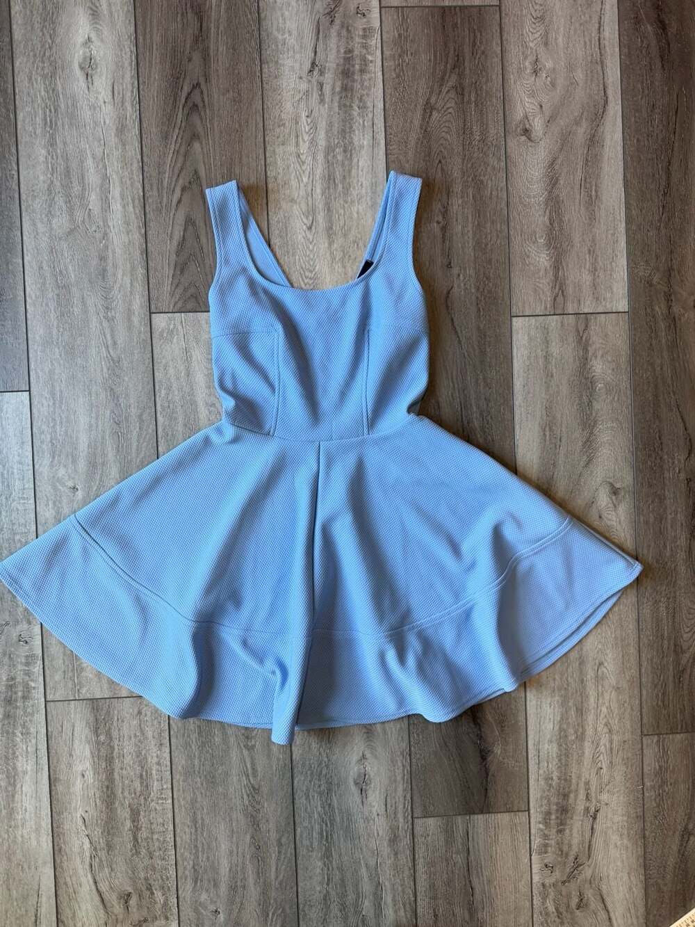 Lulus Skater Dress Size M Light Blue Textured Mini-UNC Tailgate